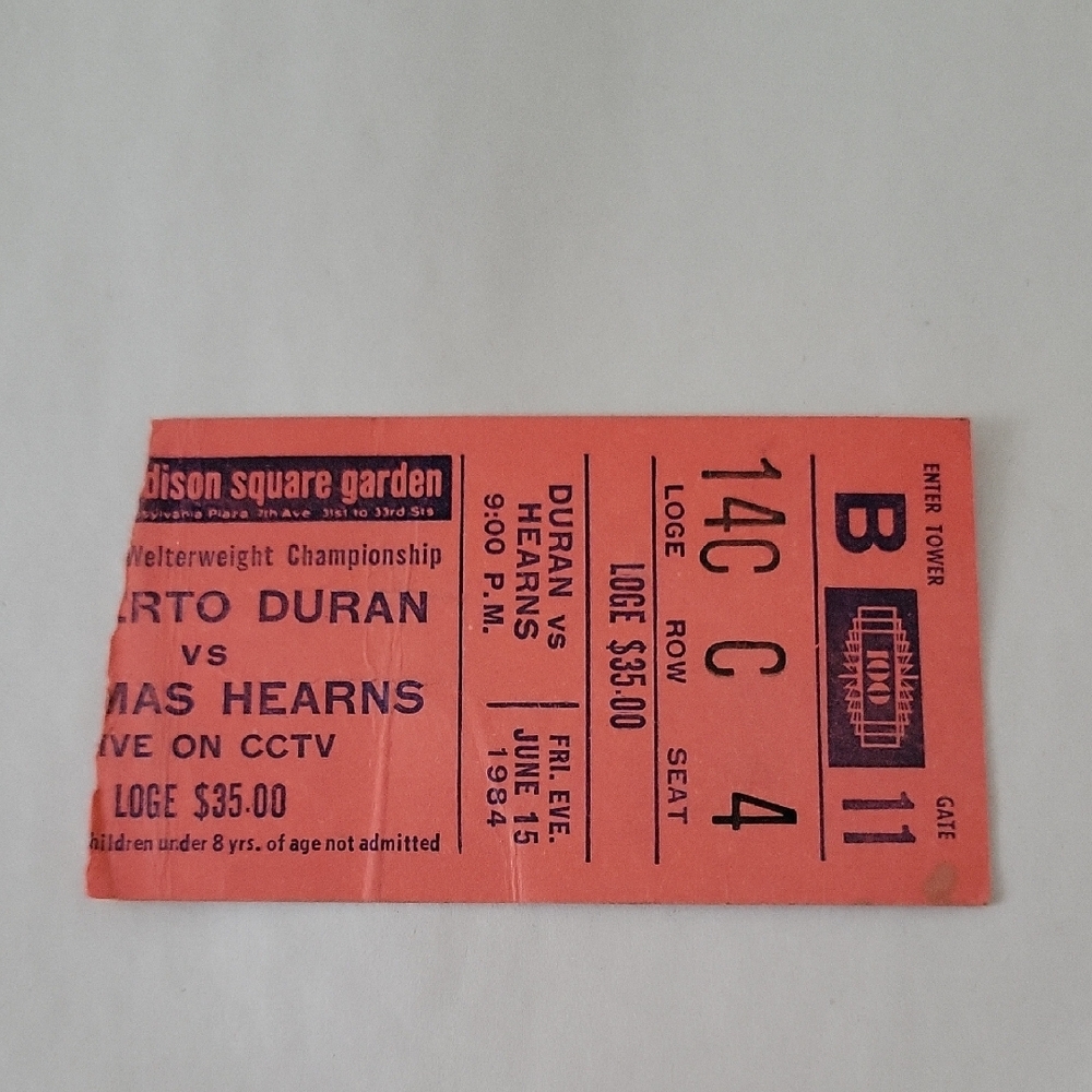 Duran Vs Hearns Vintage Madison Square Garden Boxing Ticket